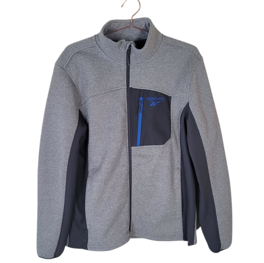 Reebok Pure Grey Heather/Charcoal Spyder Fleece Jacket Size L